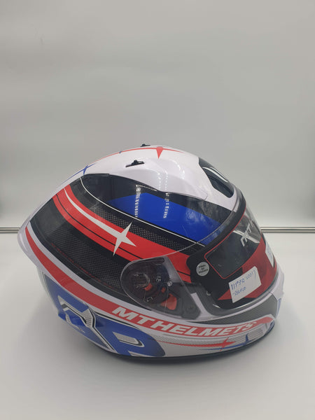 MT integraalhelm stinger GP wit/blauw/rood - Helmendiscounter.nl
