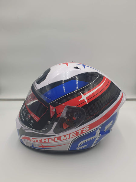MT integraalhelm stinger GP wit/blauw/rood - Helmendiscounter.nl