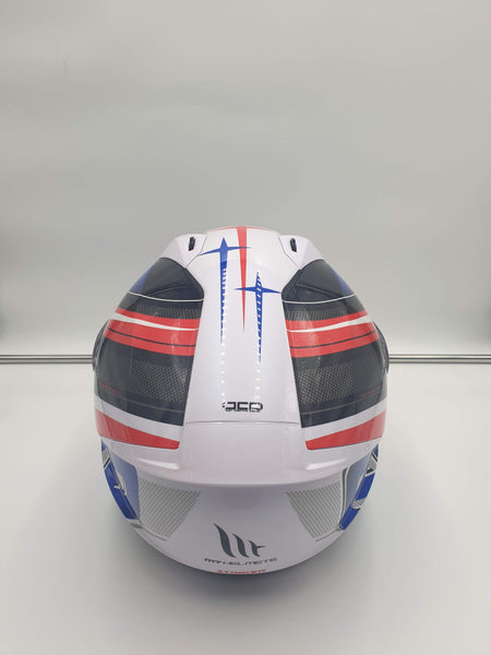 MT integraalhelm stinger GP wit/blauw/rood - Helmendiscounter.nl