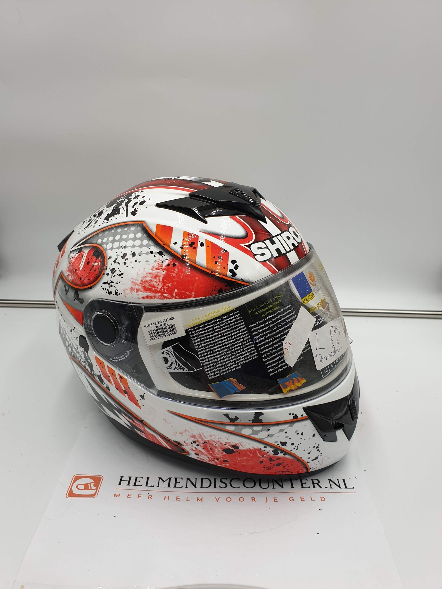 Shiro integraalhelm SH-833 platinum wit-rood inclusief zonnebril
