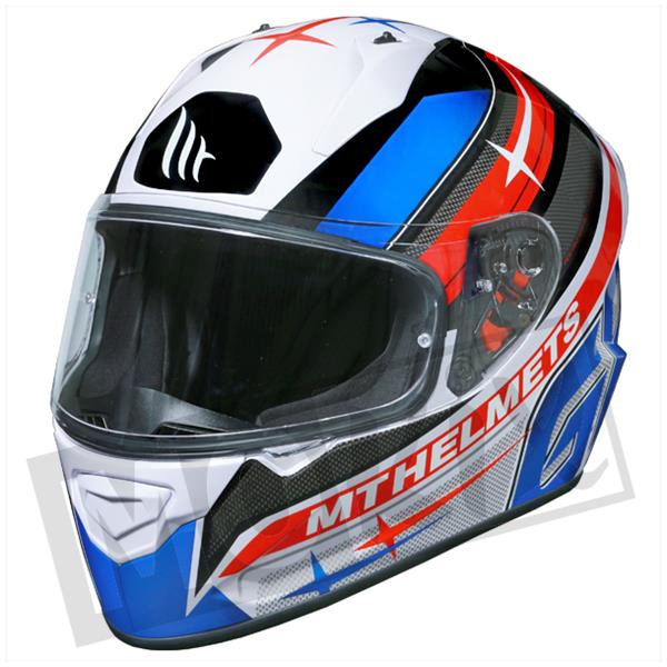 MT integraalhelm stinger GP wit/blauw/rood - Helmendiscounter.nl